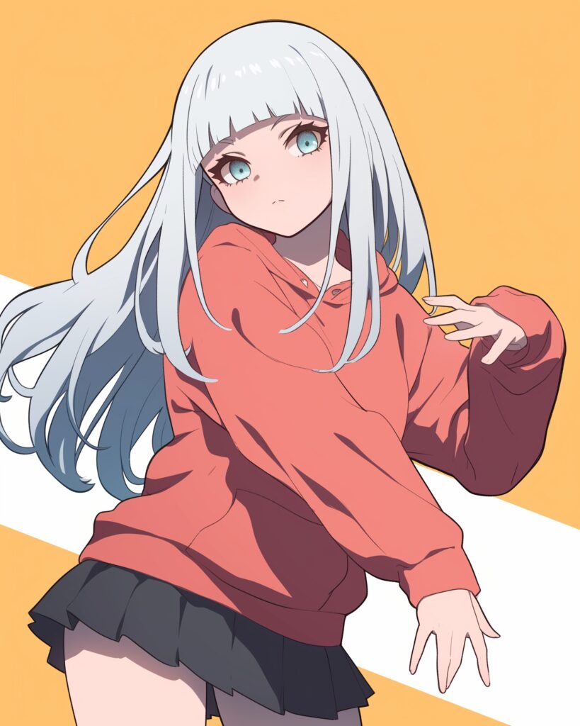 銀髪パーカー女子０
