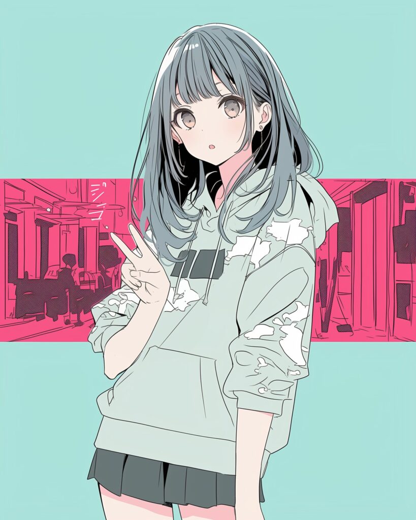 和柄パーカー女子ピンク０
