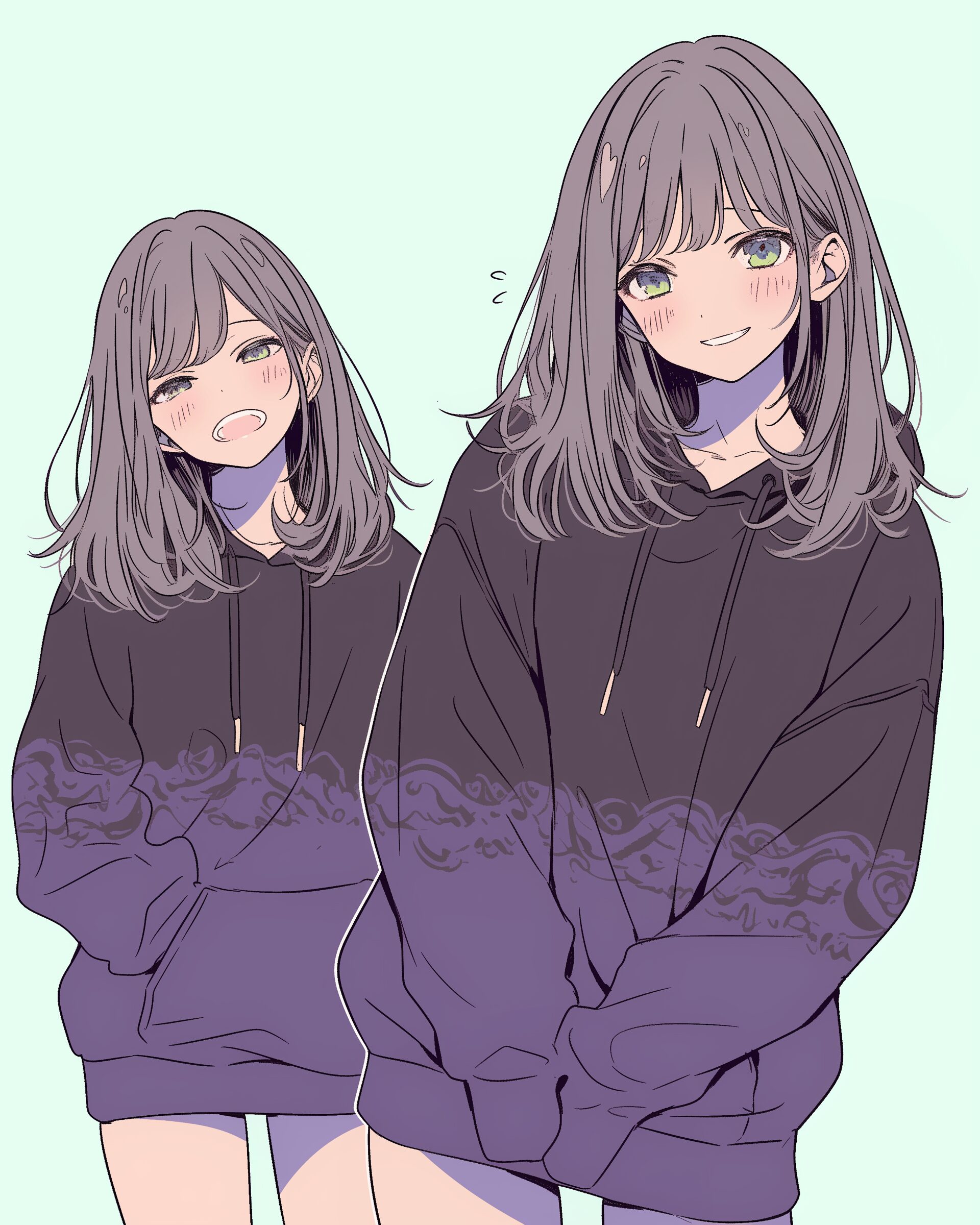 紫黒パーカー女子0