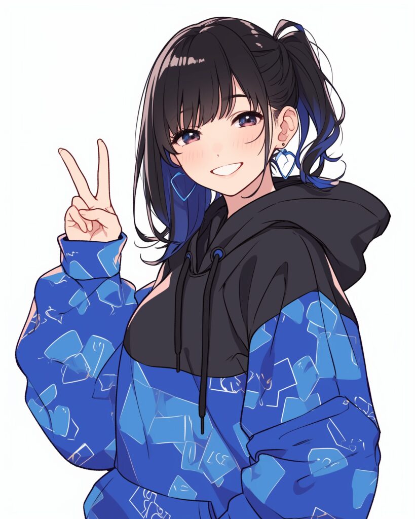 ブルーパーカー女子０