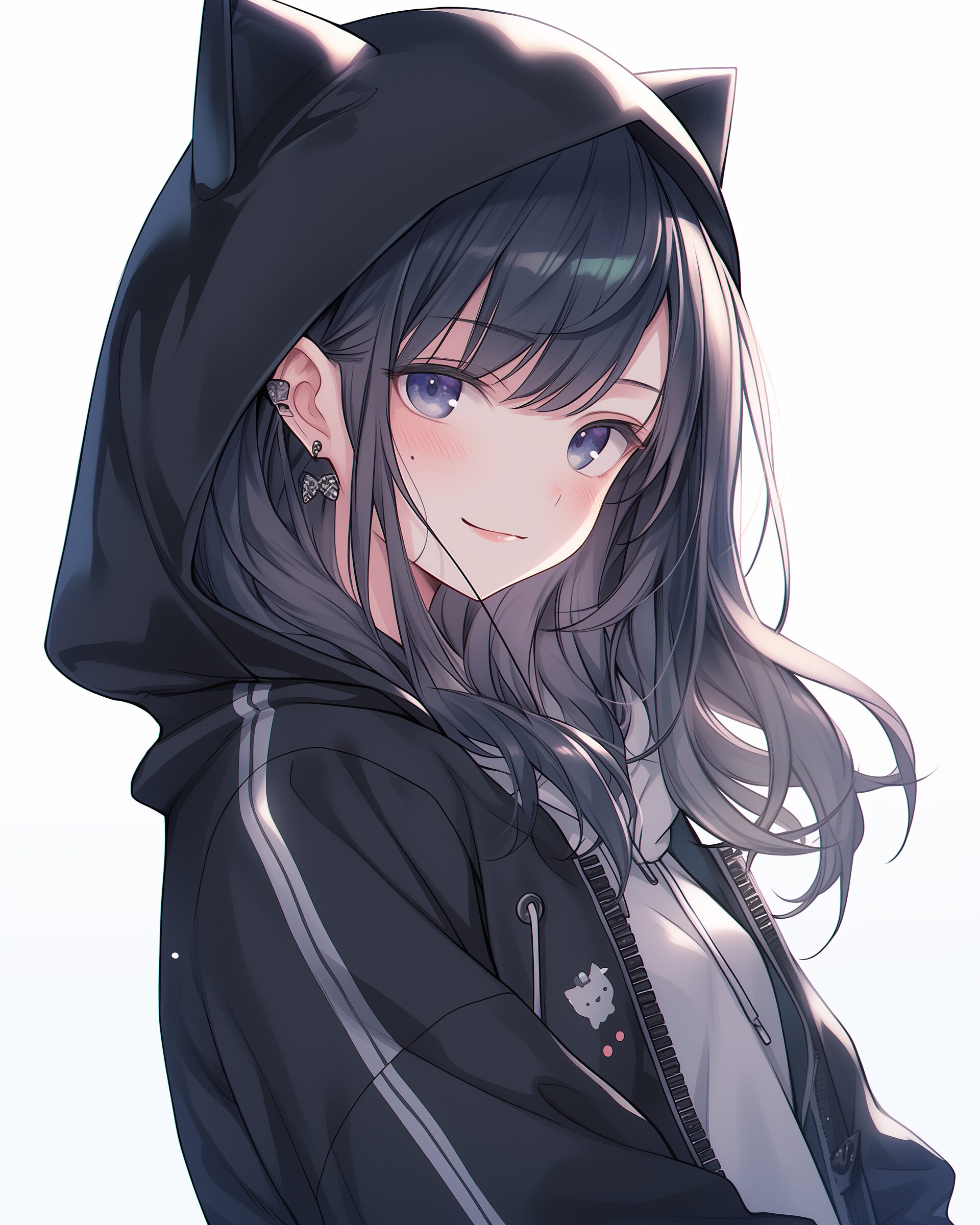 猫耳ブラックパーカー女子0