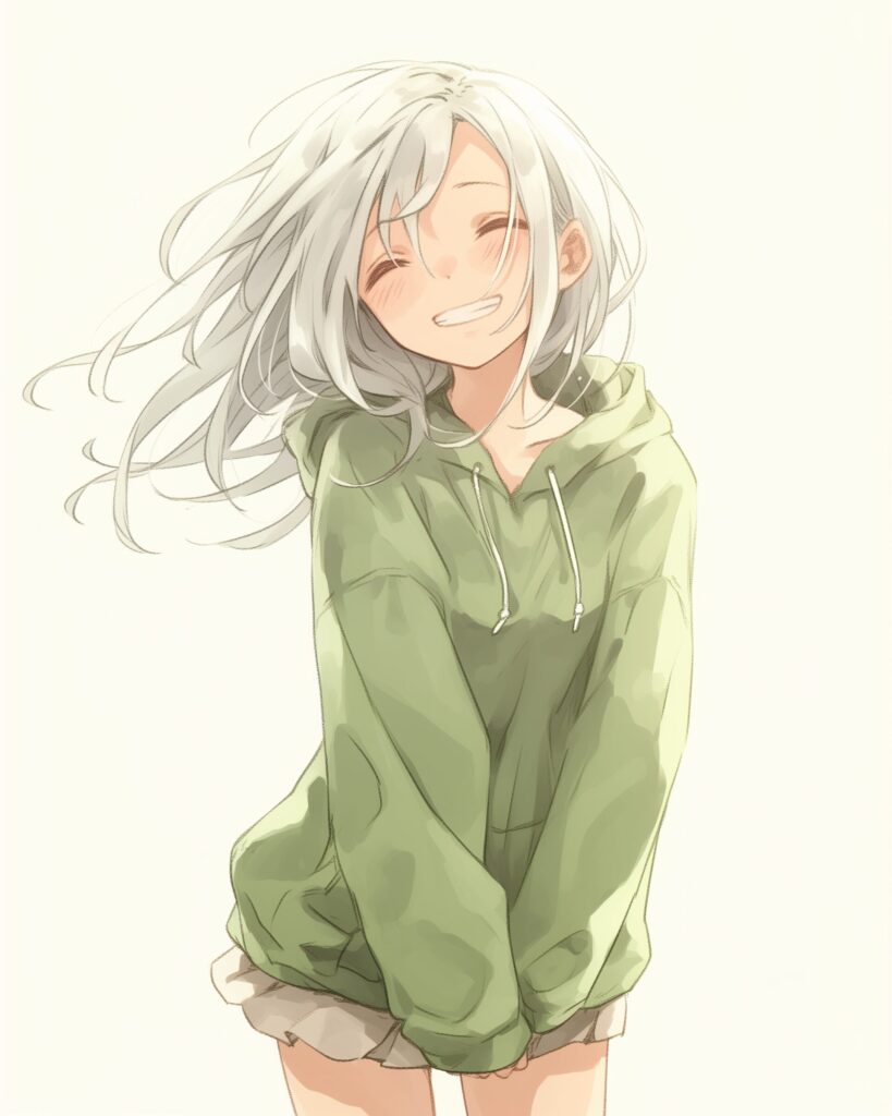 グリーンパーカー女子０