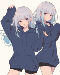 銀髪パーカー女子０