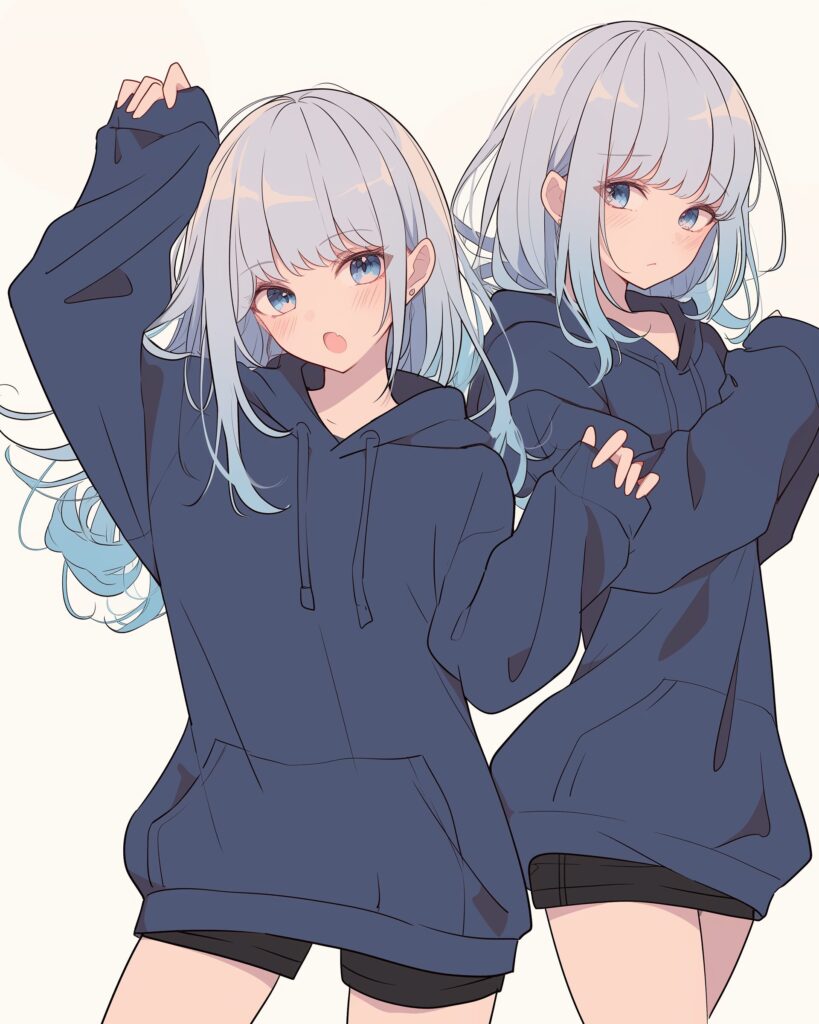 銀髪パーカー女子０