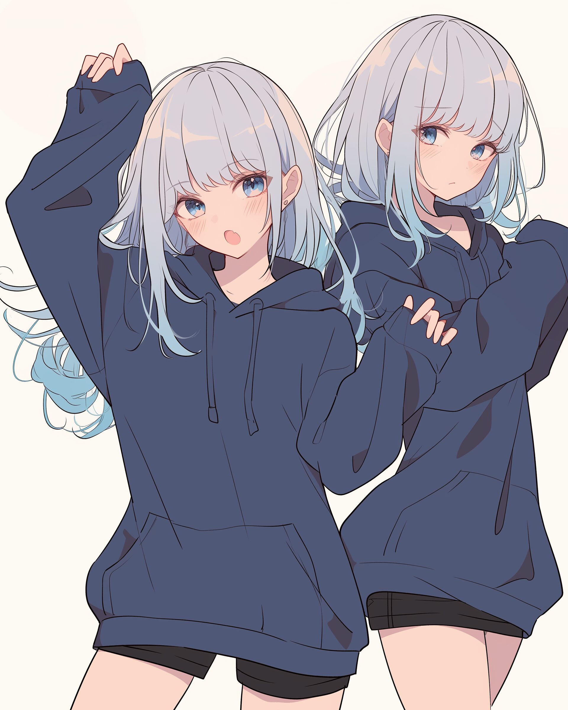 銀髪パーカー女子0