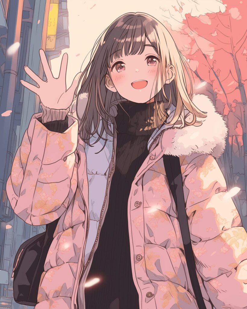 ピンクダウンジャケット女子０