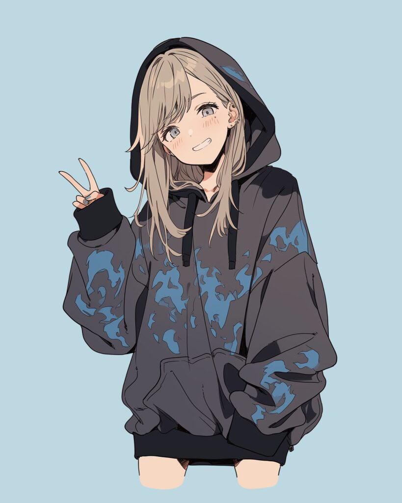 ブルーパーカー女子０
