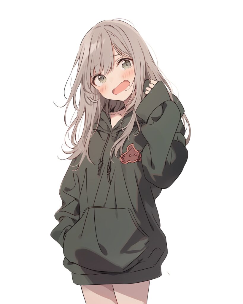 グリーンパーカー女子０