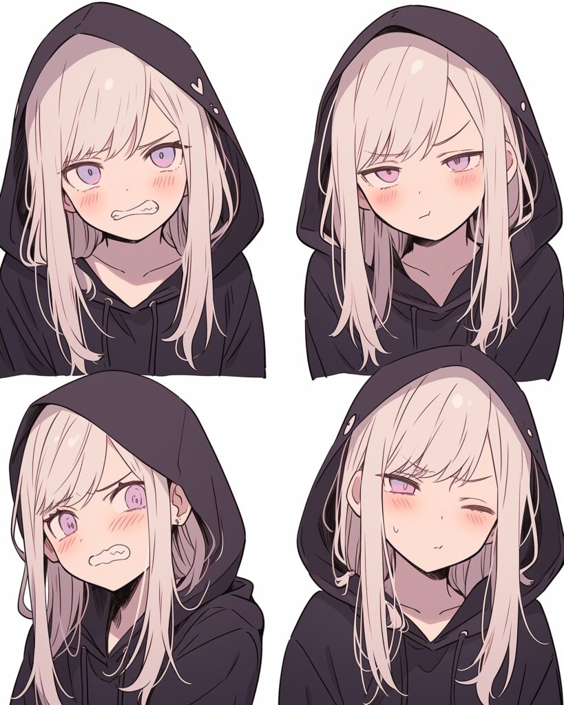 紫黒パーカー女子０