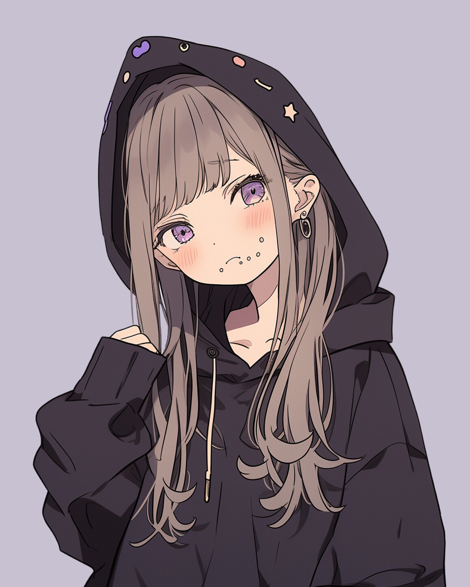 紫黒パーカー女子1