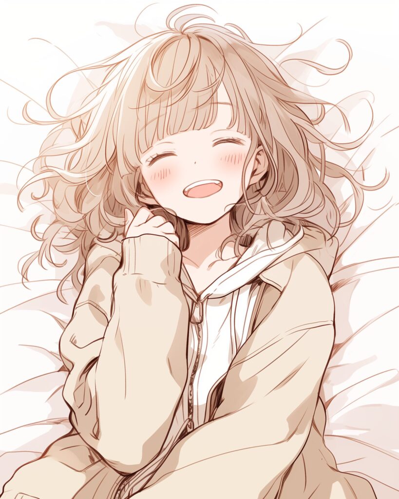 ベージュパーカー女子０