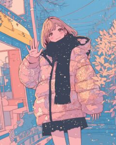 ピンクダウンジャケット女子０