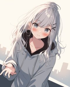 銀髪パーカー女子０