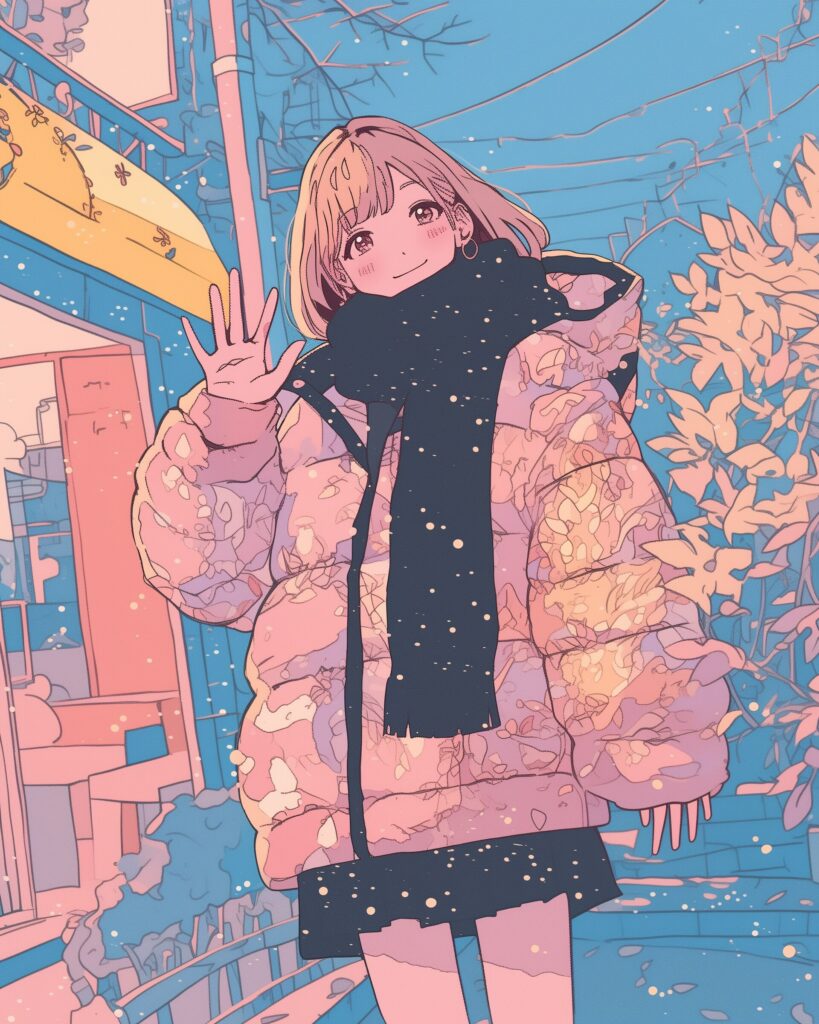 ピンクダウンジャケット女子０