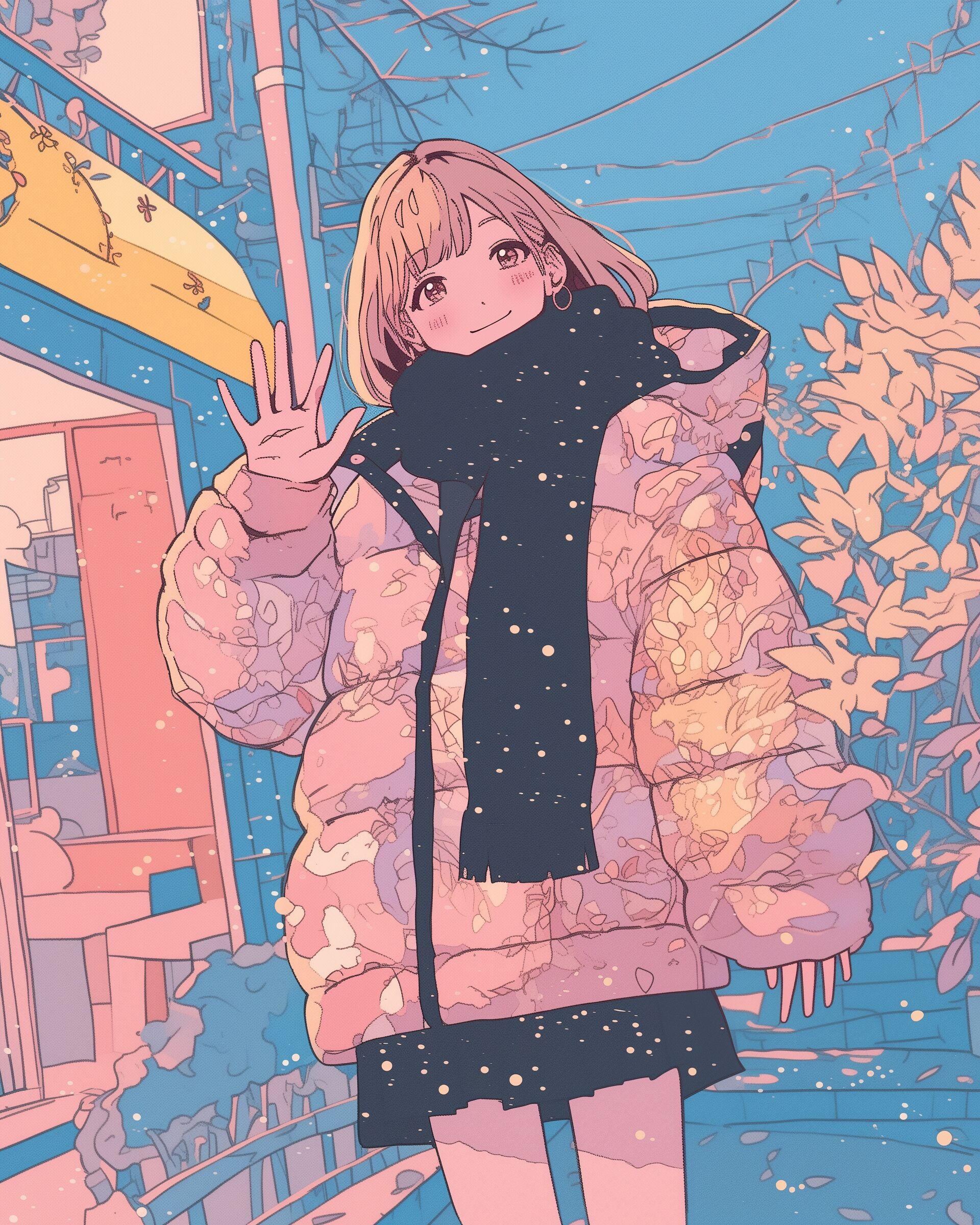 ピンクダウンジャケット女子0