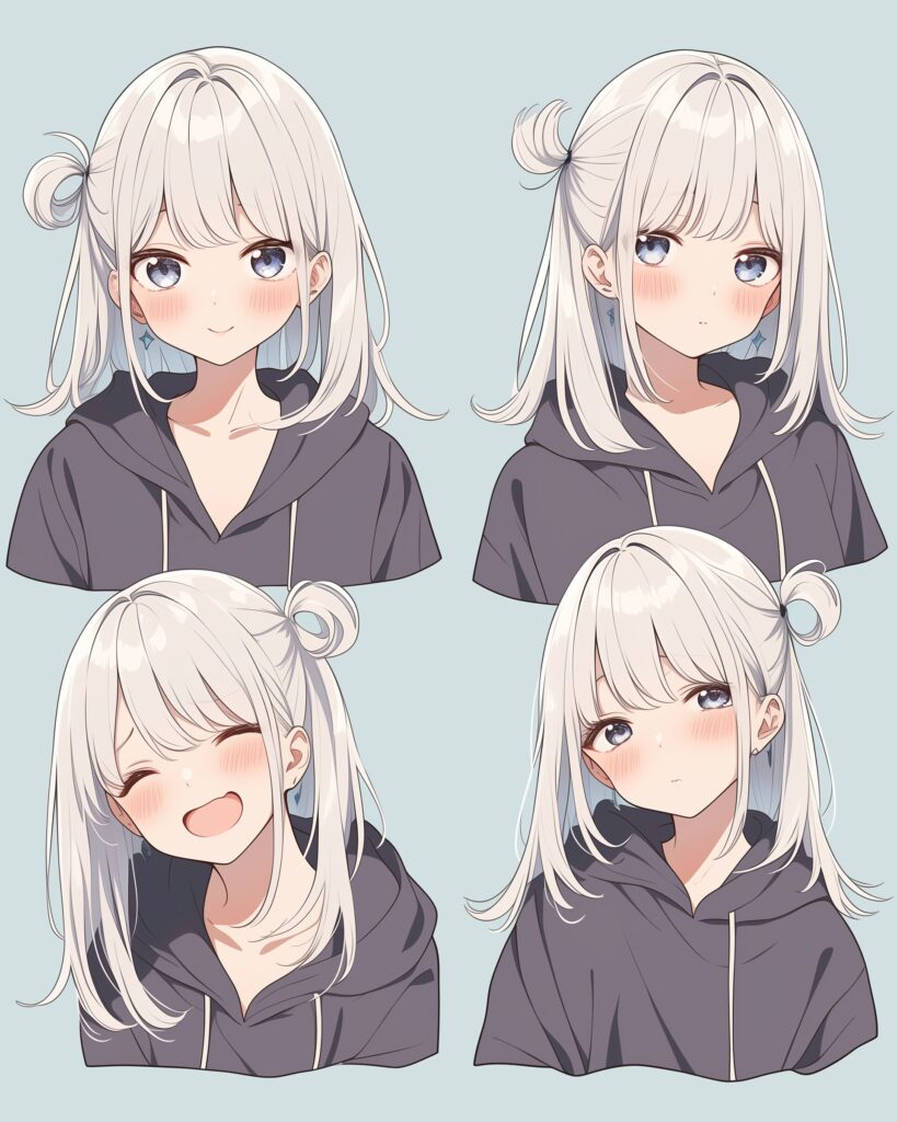 銀髪パーカー女子１
