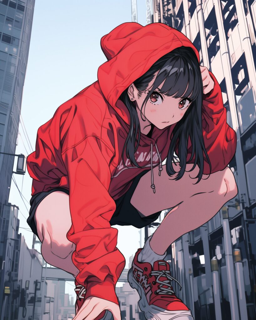 赤パーカー女子０
