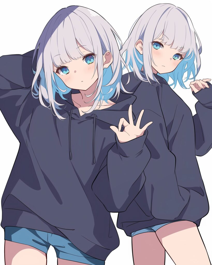 銀髪パーカー女子０