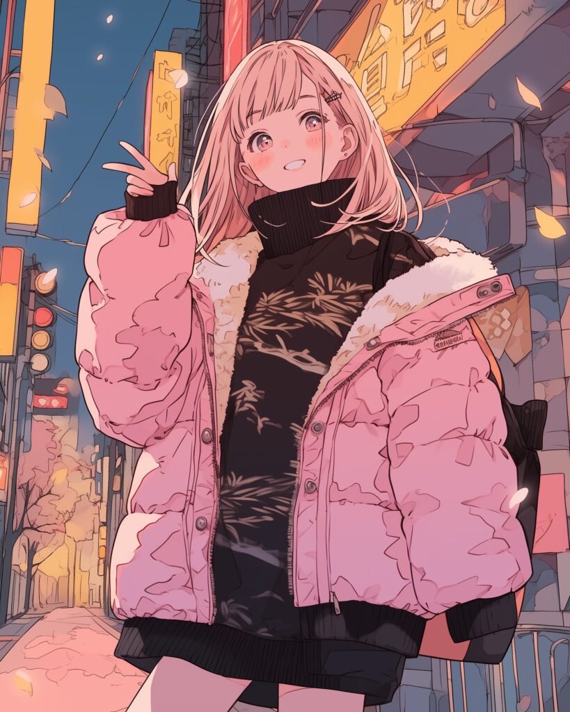 ピンクダウンジャケット女子０