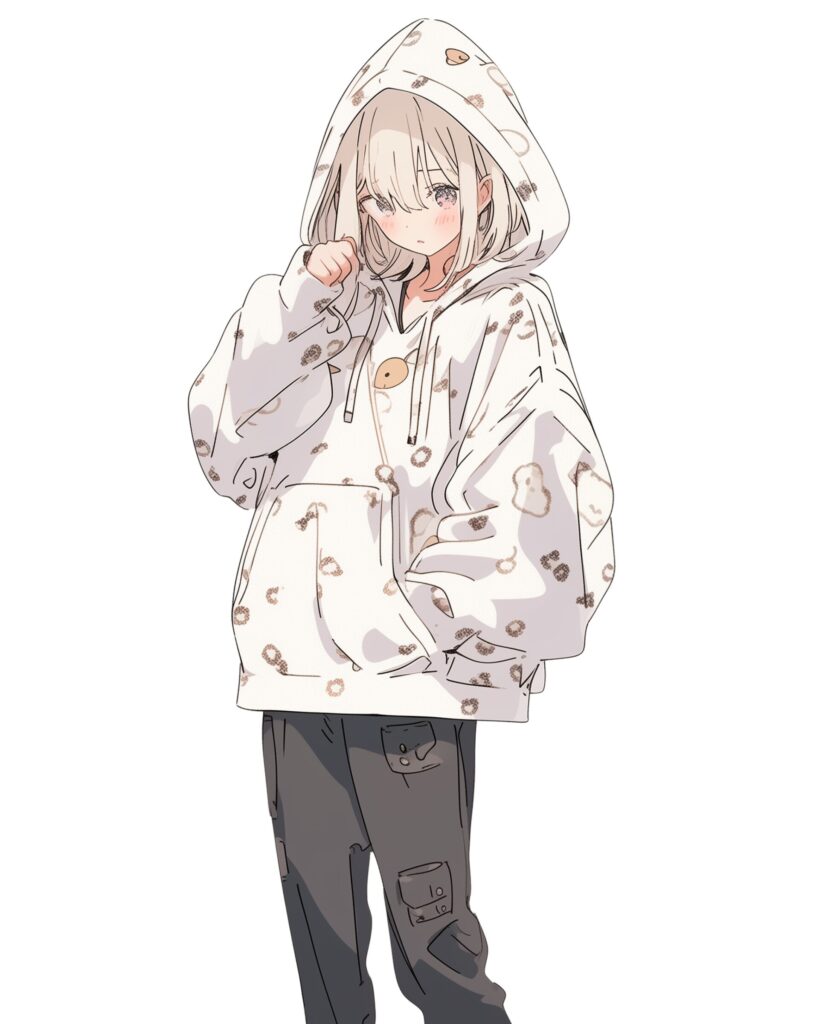 ホワイトパーカー女子１