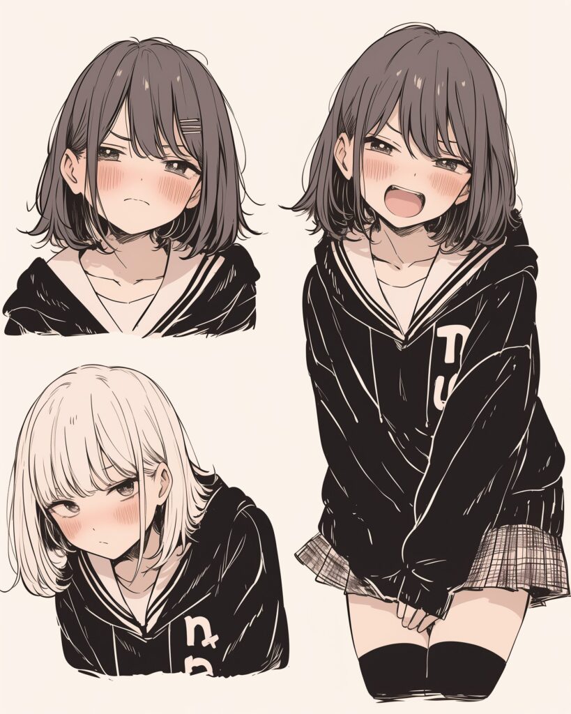 お洒落なブラックパーカー女子１