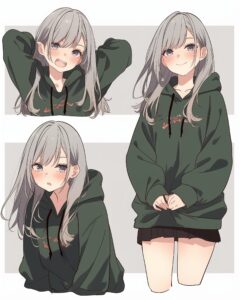 グリーンパーカー女子１
