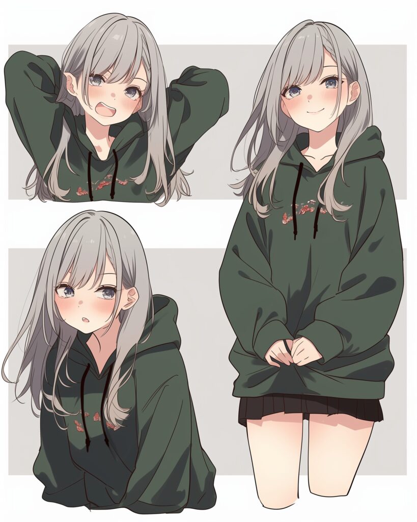 グリーンパーカー女子１