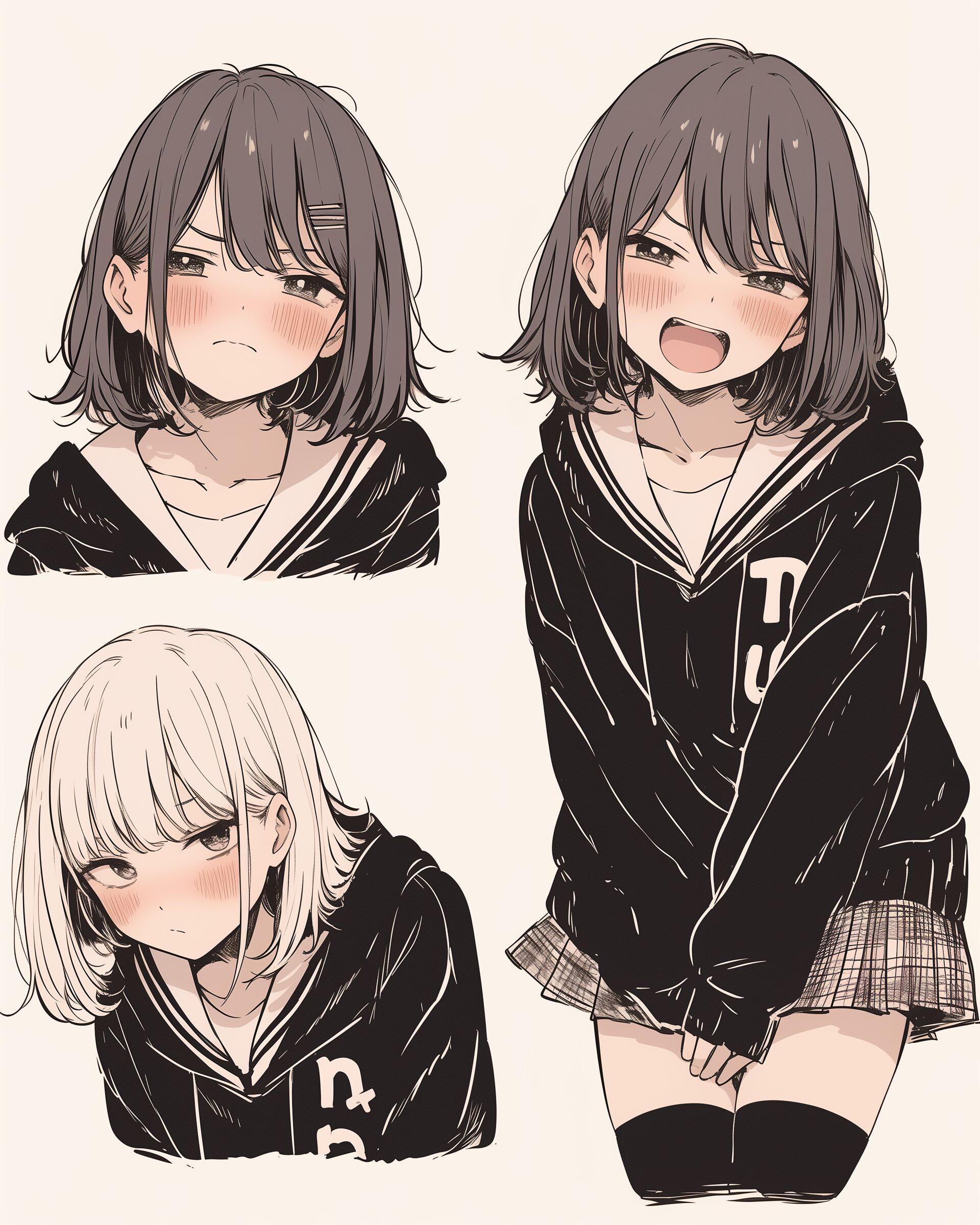 お洒落なブラックパーカー女子1
