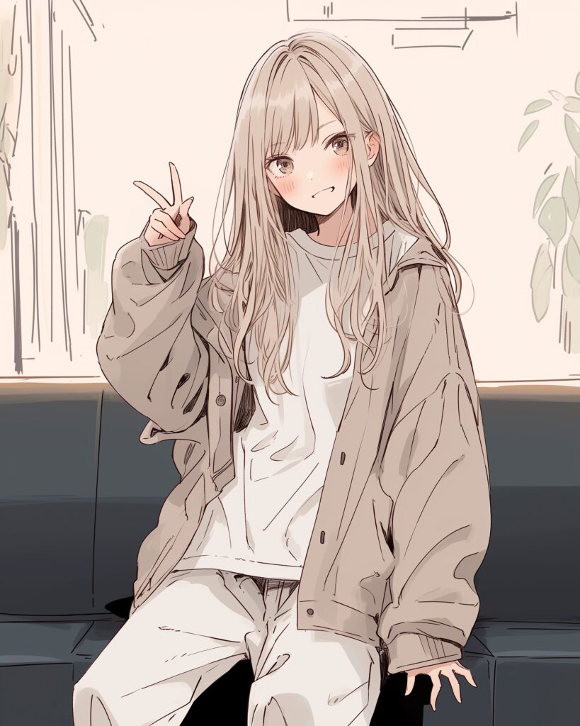 ホワイトパーカー女子０