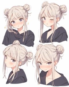 お団子ヘア女子０