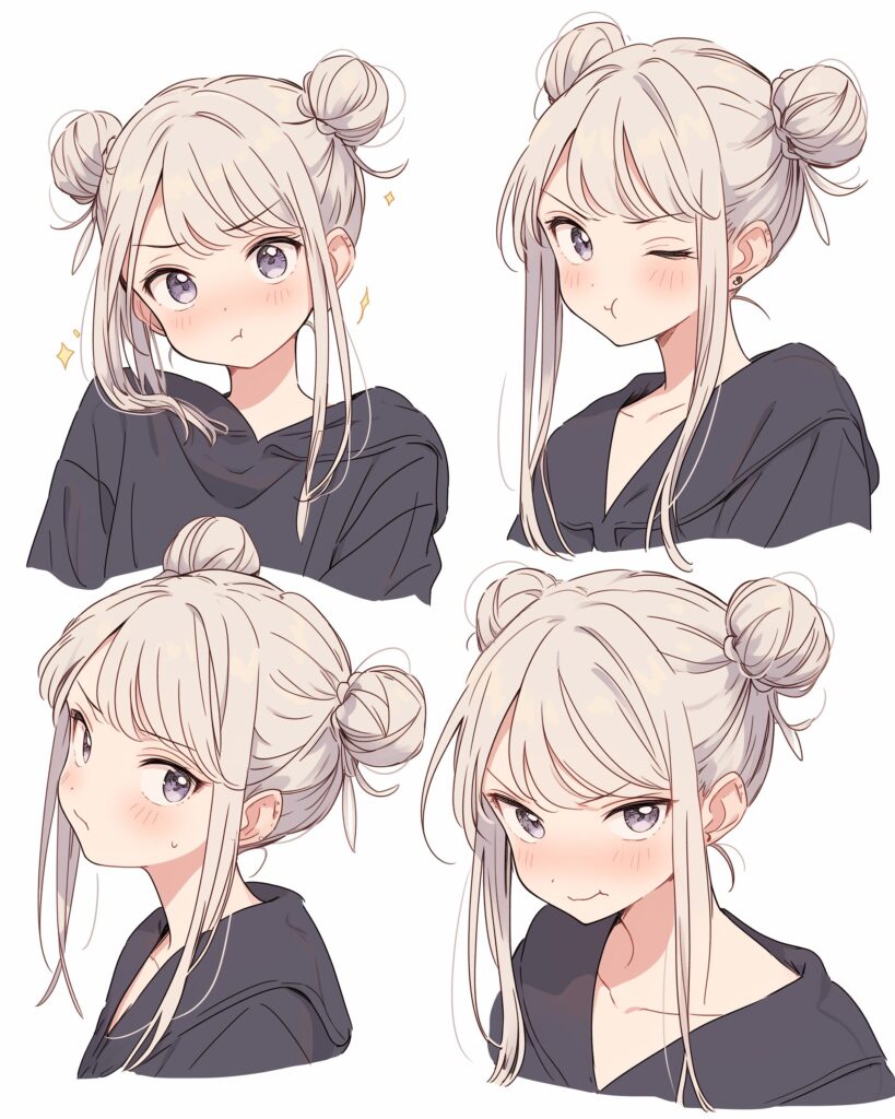 お団子ヘア女子０