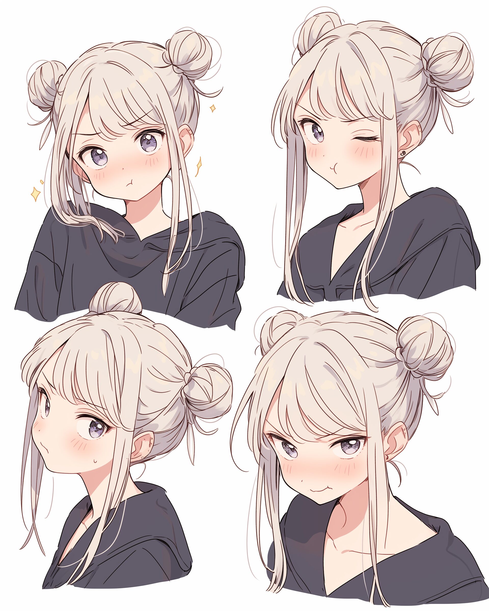お団子ヘア女子０