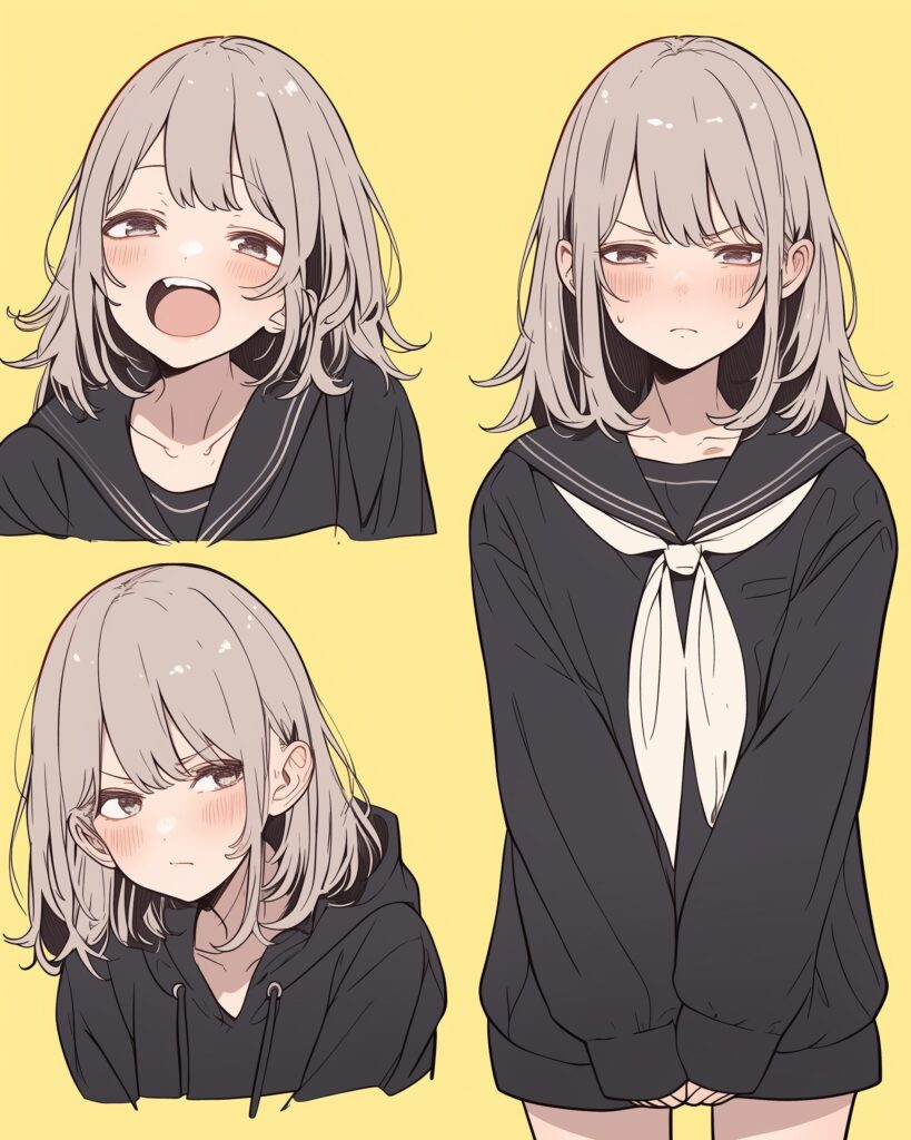 お洒落なブラックパーカー女子０