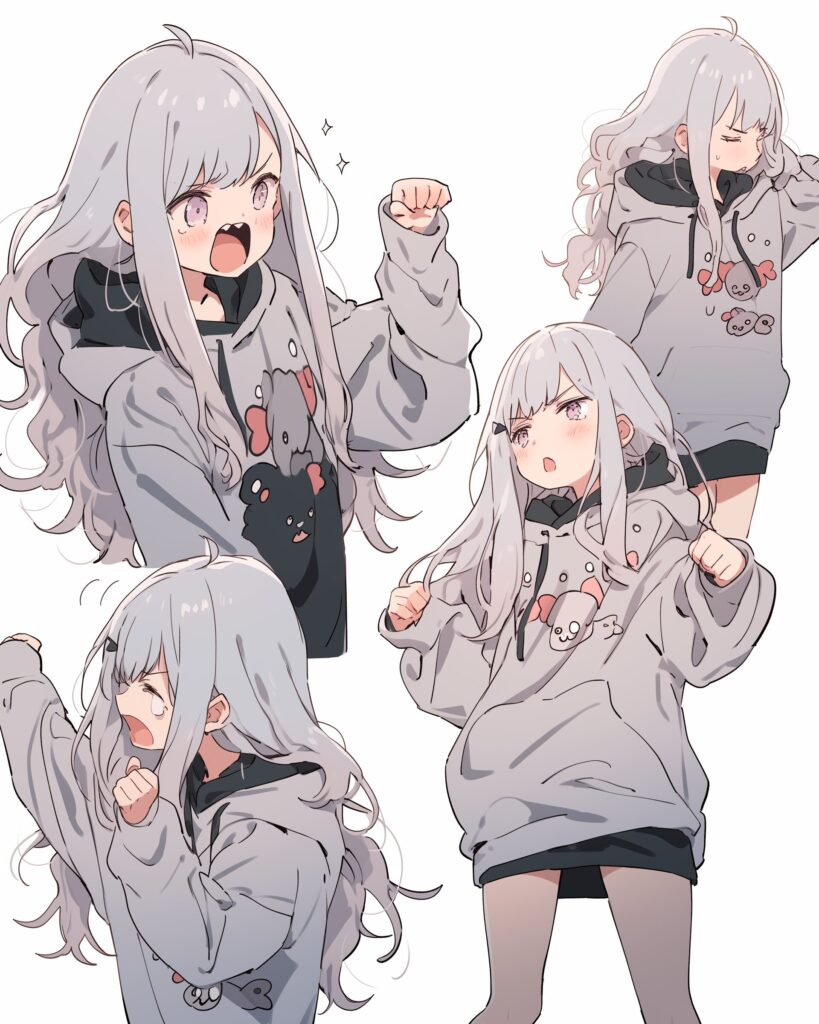銀髪パーカー女子０