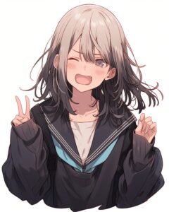 ブルーパーカー女子０