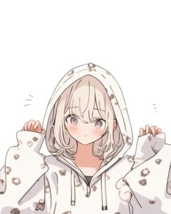 ホワイトパーカー女子１