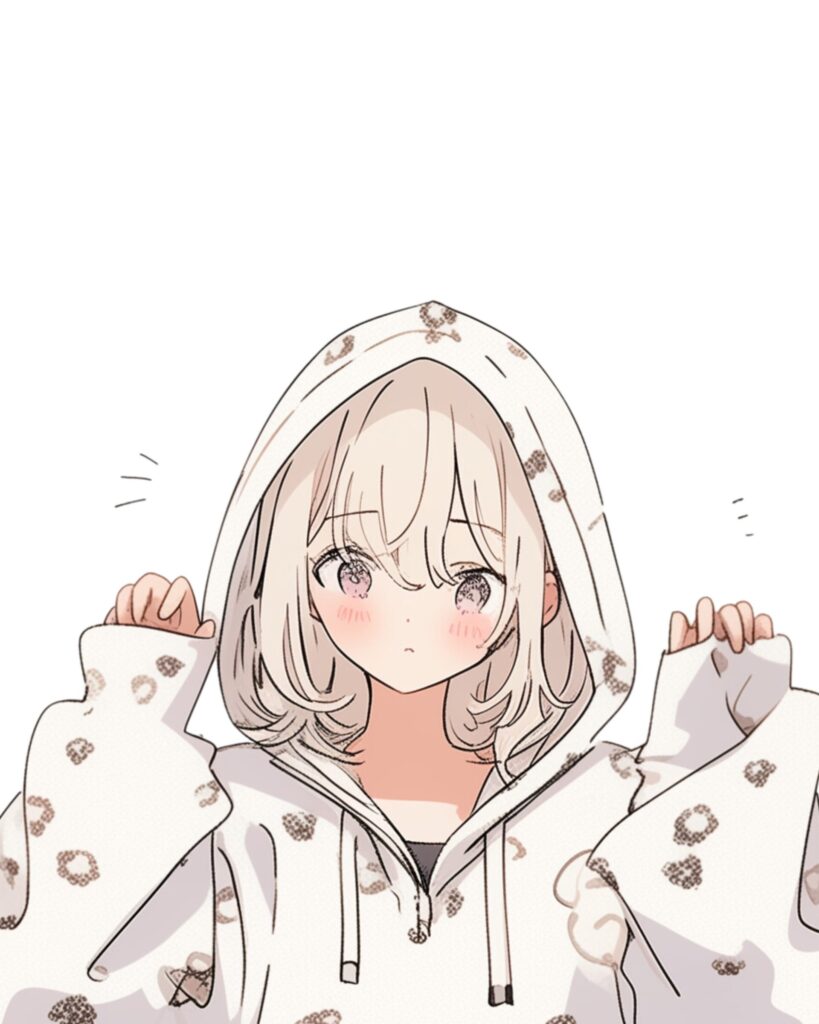 ホワイトパーカー女子１