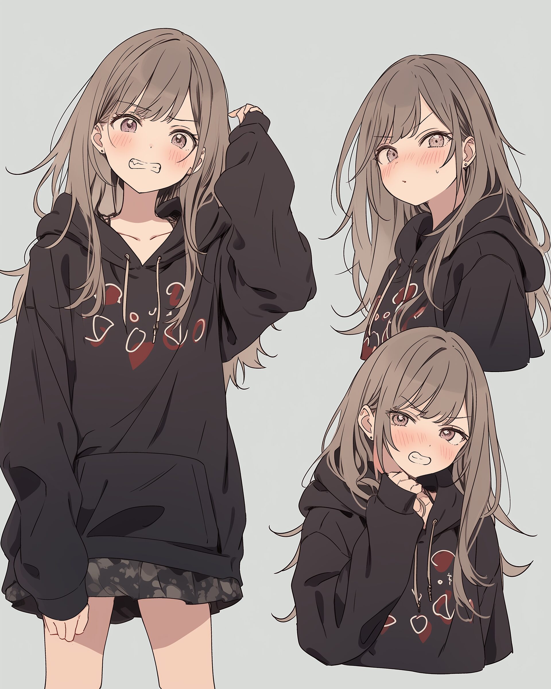 お洒落なブラックパーカー女子1