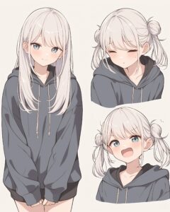 銀髪パーカー女子１