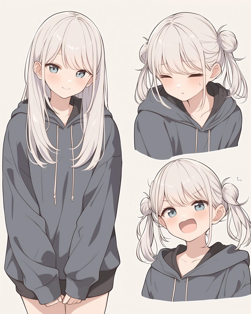 銀髪パーカー女子１