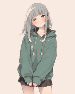 グリーンパーカー女子１