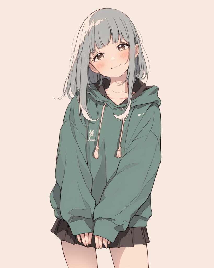 グリーンパーカー女子１