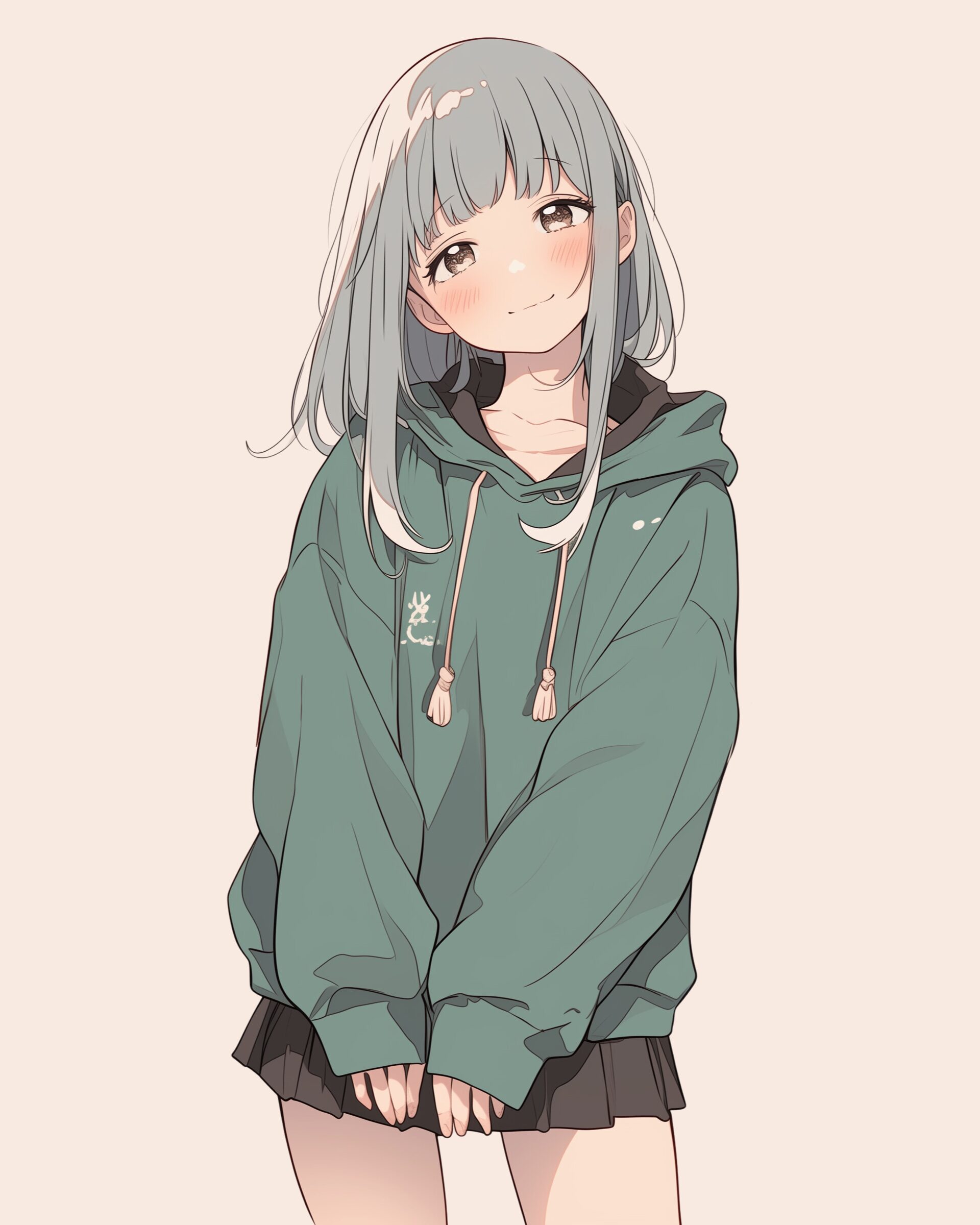 グリーンパーカー女子１