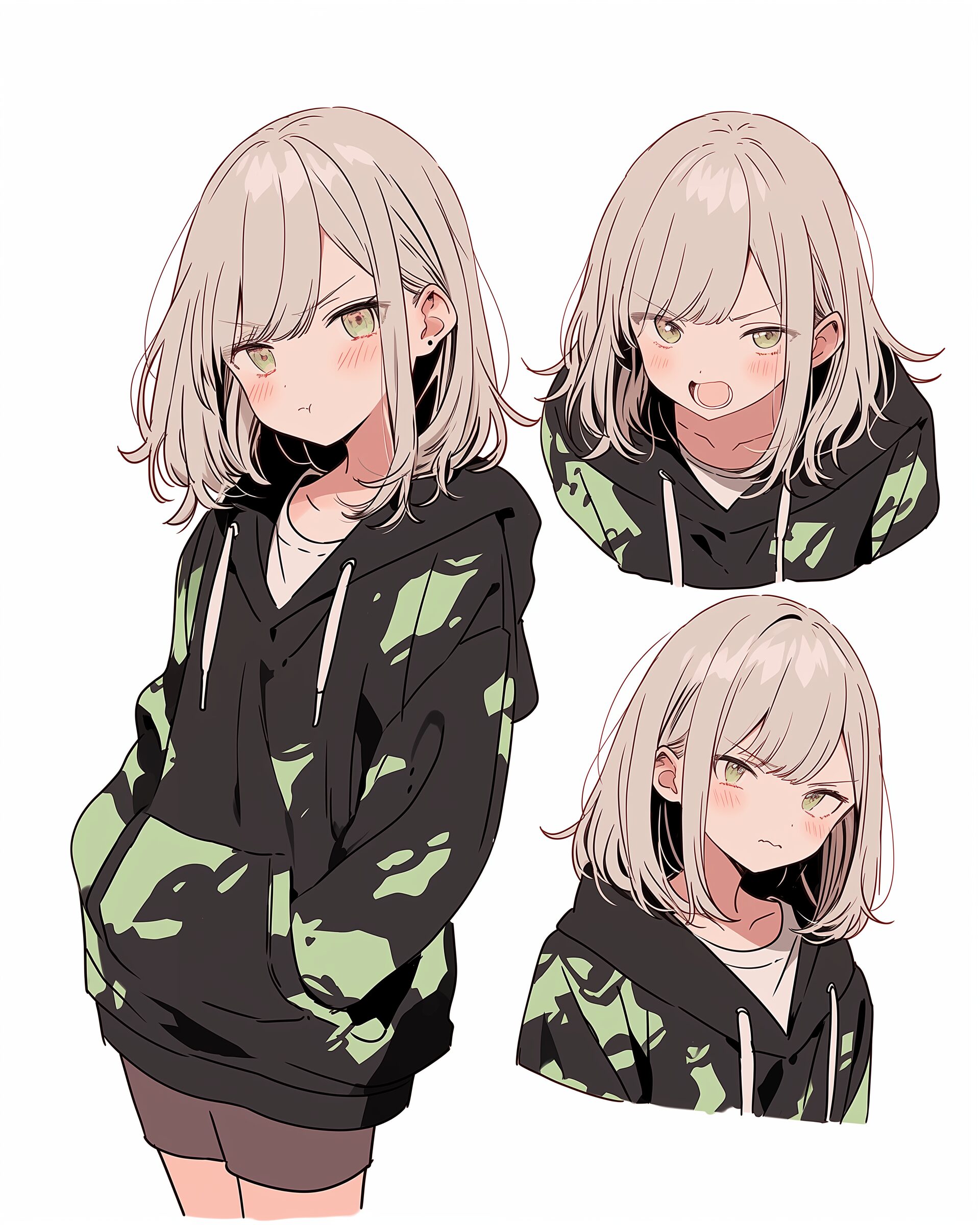 緑黒パーカー女子1