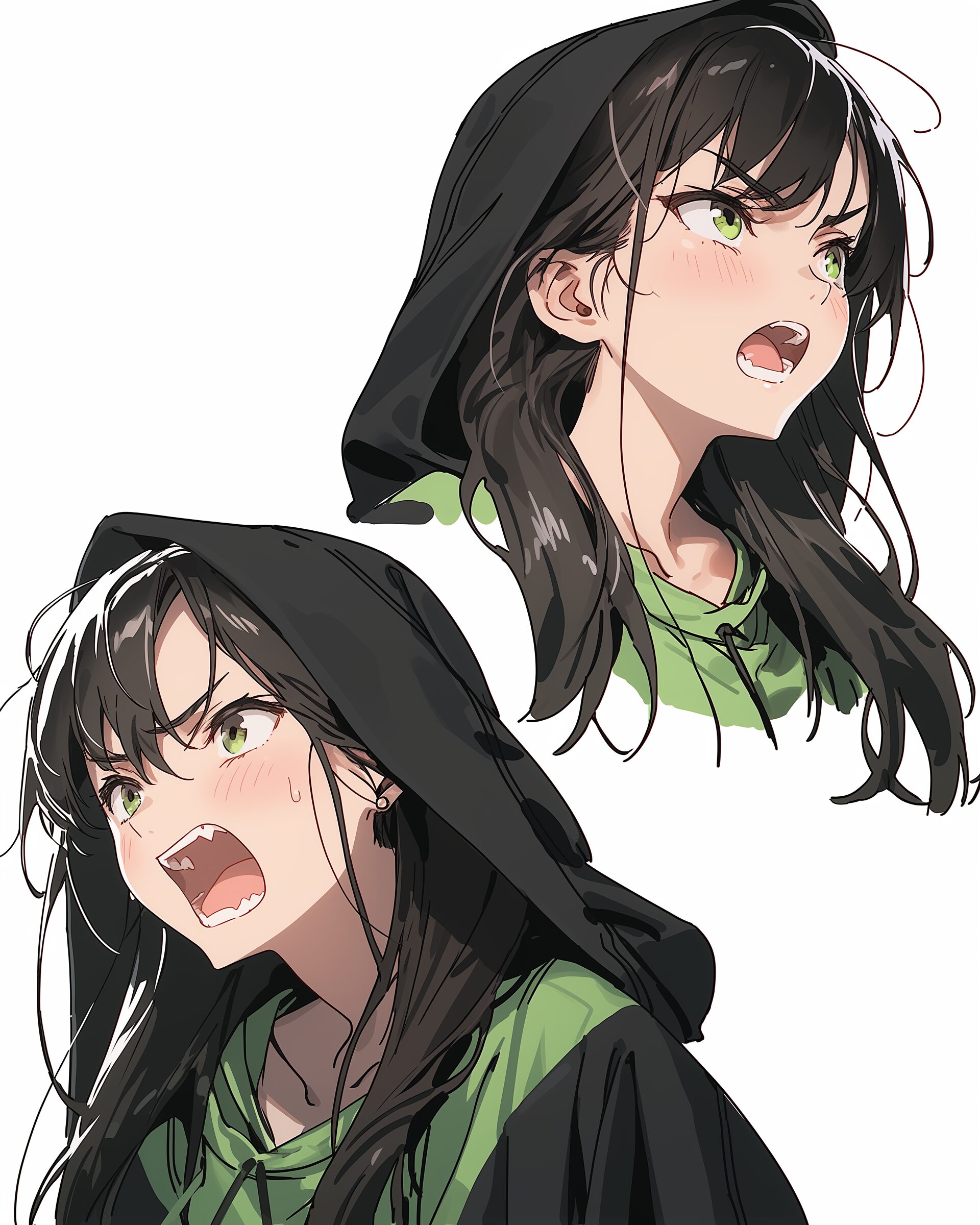 緑黒パーカー女子0