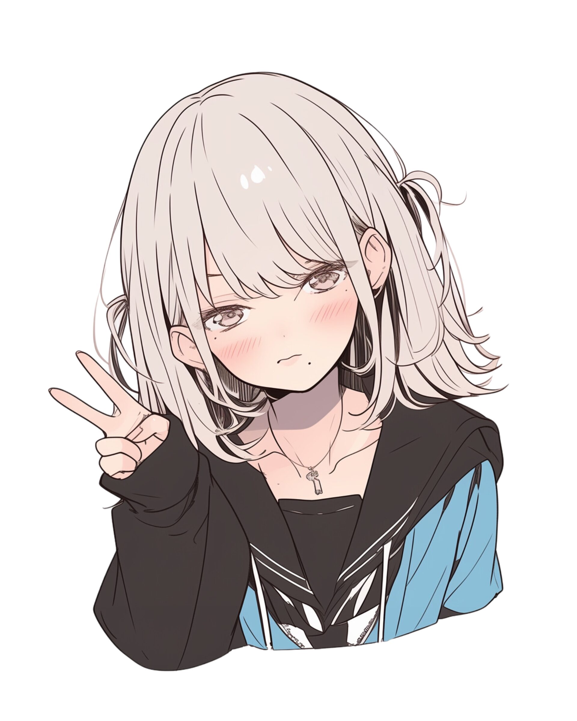 ブルーパーカー女子0