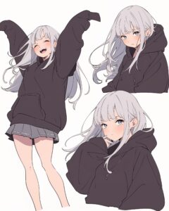 銀髪パーカー女子０