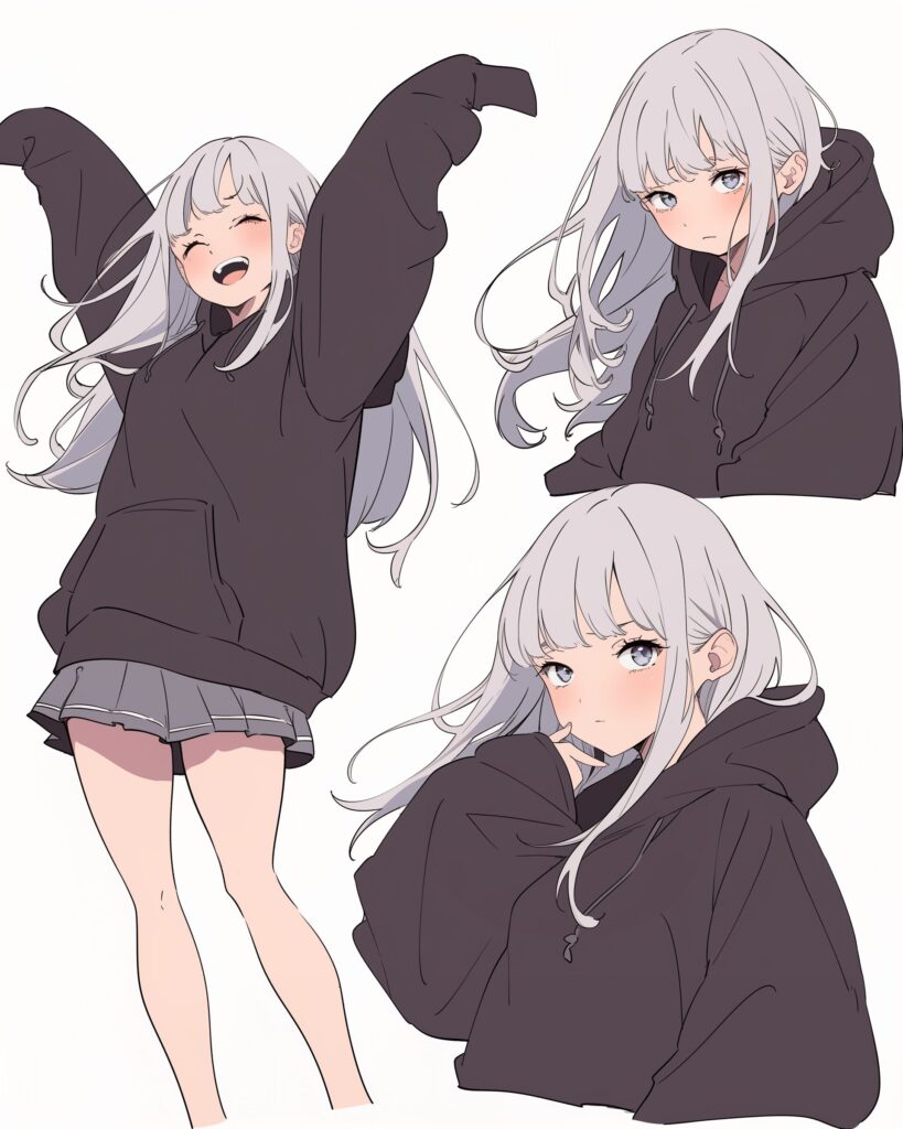 銀髪パーカー女子０