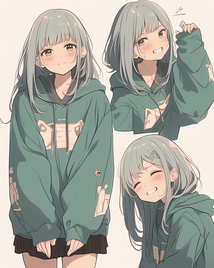 グリーンパーカー女子０