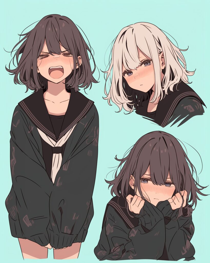 緑黒パーカー女子０